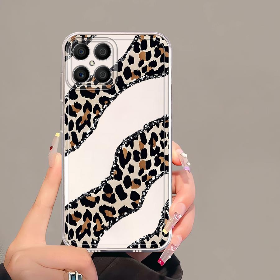 Case for Honor 90 Lite X9a X9b X7b X8 X8b X8a Soft Phone Cover Minimalist Leopard Print