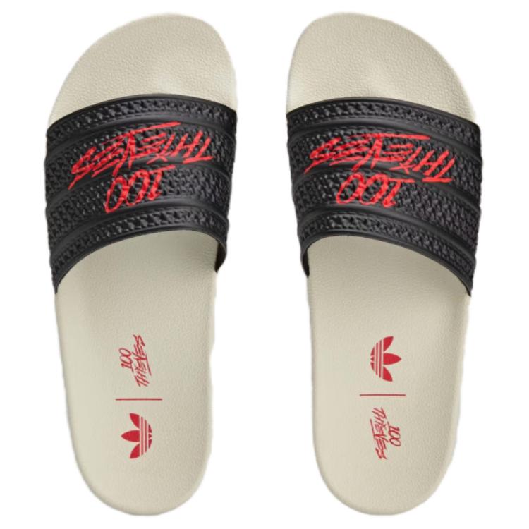 100 Thieves x Adidas Adilette Slide Black Red Unisex Sneakers Core-Black JR9152