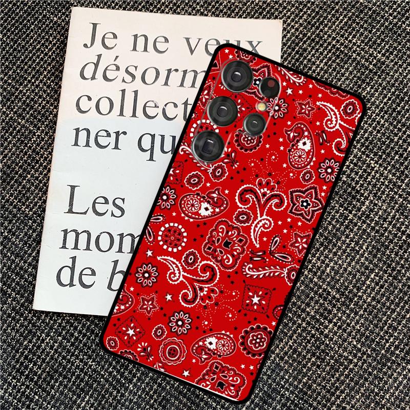 Red Bandana Paisley Case For Samsung Galaxy S25 Ultra S20 S21 S22 S23 S24 Ultra S9 S10 Plus S25 FE Back Cover