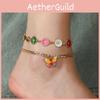 Fashion Modern Ladies Anklet Set With Colorful Daisy Motif For Wear Casual