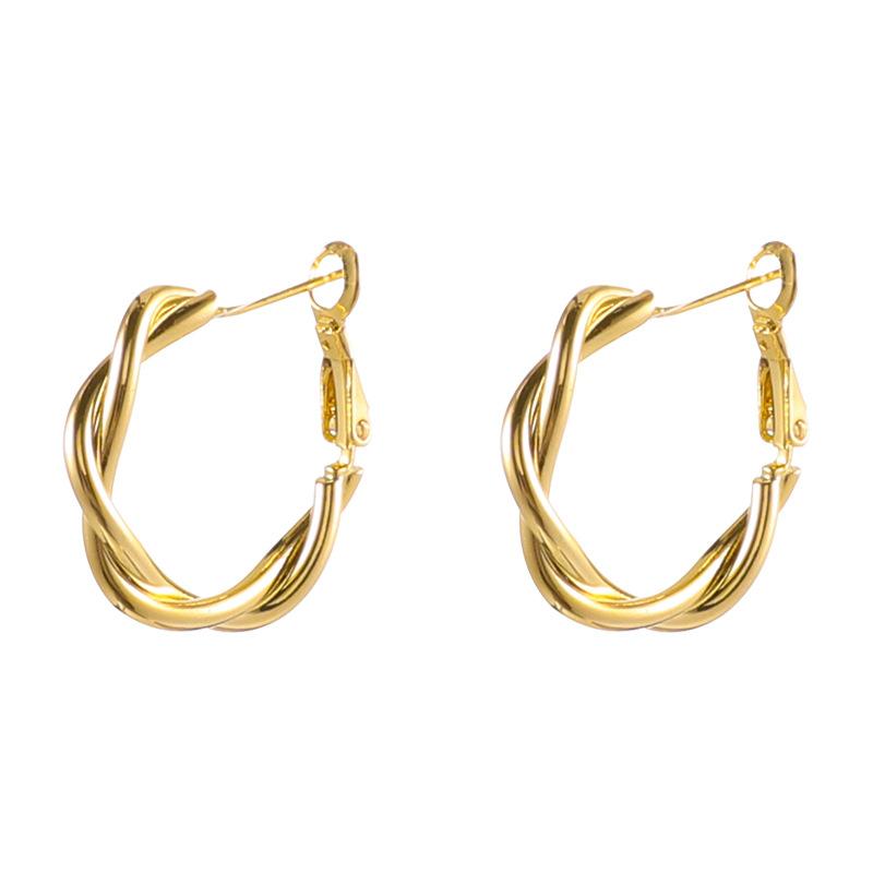 Twist Twist Personalized Earrings Geometric Round Design Earrings Women'S Simple Temperament Earrings