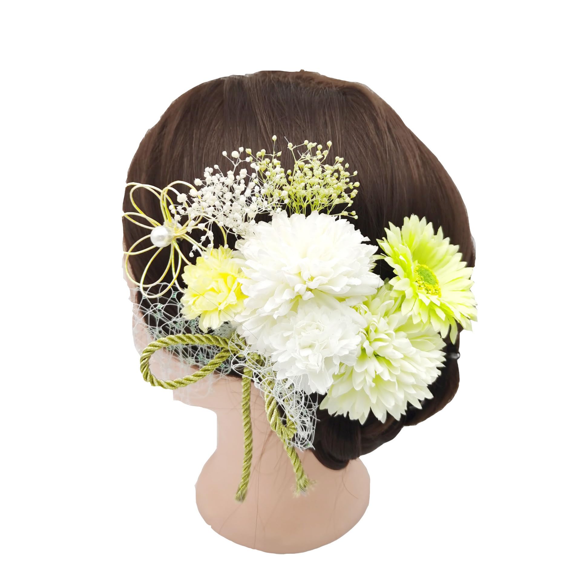 

Japanese flower hair accessory set featuring and Perfect for New entrance and Perfect for photo summer fireworks and 9-piece mizuhiki, chrysanthemum,