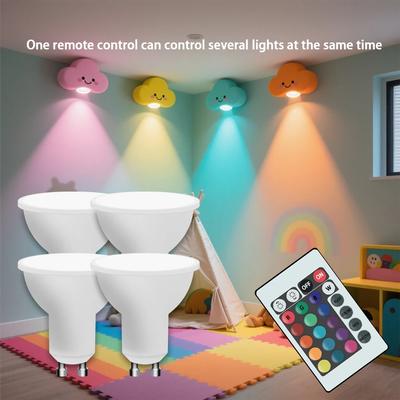 Spot LED RGB GU10 AC 85-265V Spot à télécommande Couleur Dimmable Ampoule pour Décoration de Salon Chambre
