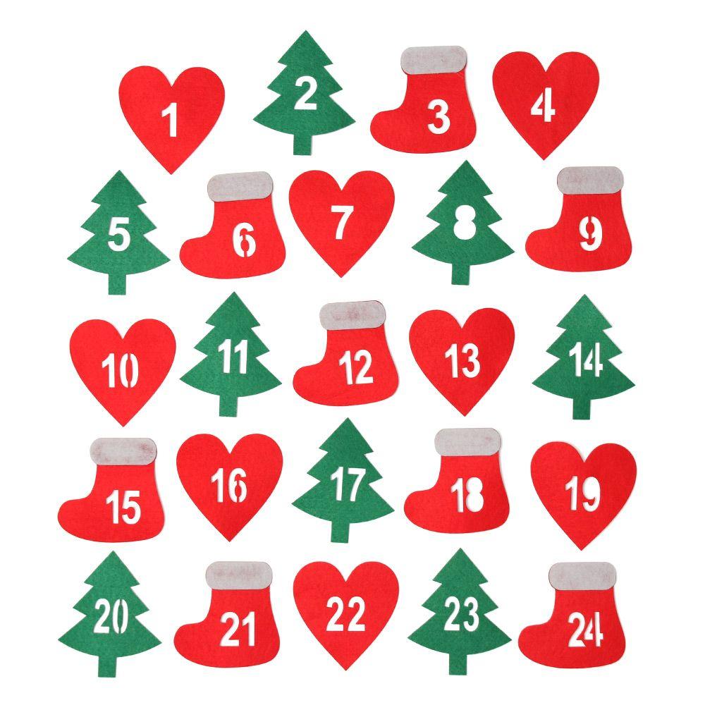 Package Label Countdown Christmas Label Advent Calendar Number Xmas Ornament Gift Felt Sticker