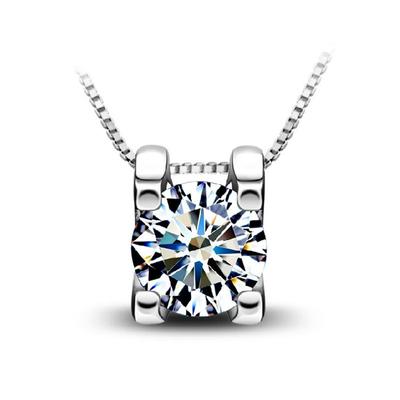 Inlaid Zircon Women's Necklace Short Clavicle Fashion Crystal Pendant Silver Plated Ornament