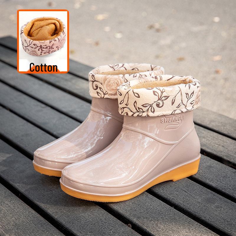 Women's Waterproof Fashion Rain Boots - Warm, Non-Slip, Lightweight Rubber Boots, Low-Top Short Tube Design for Optimal Comfort.
