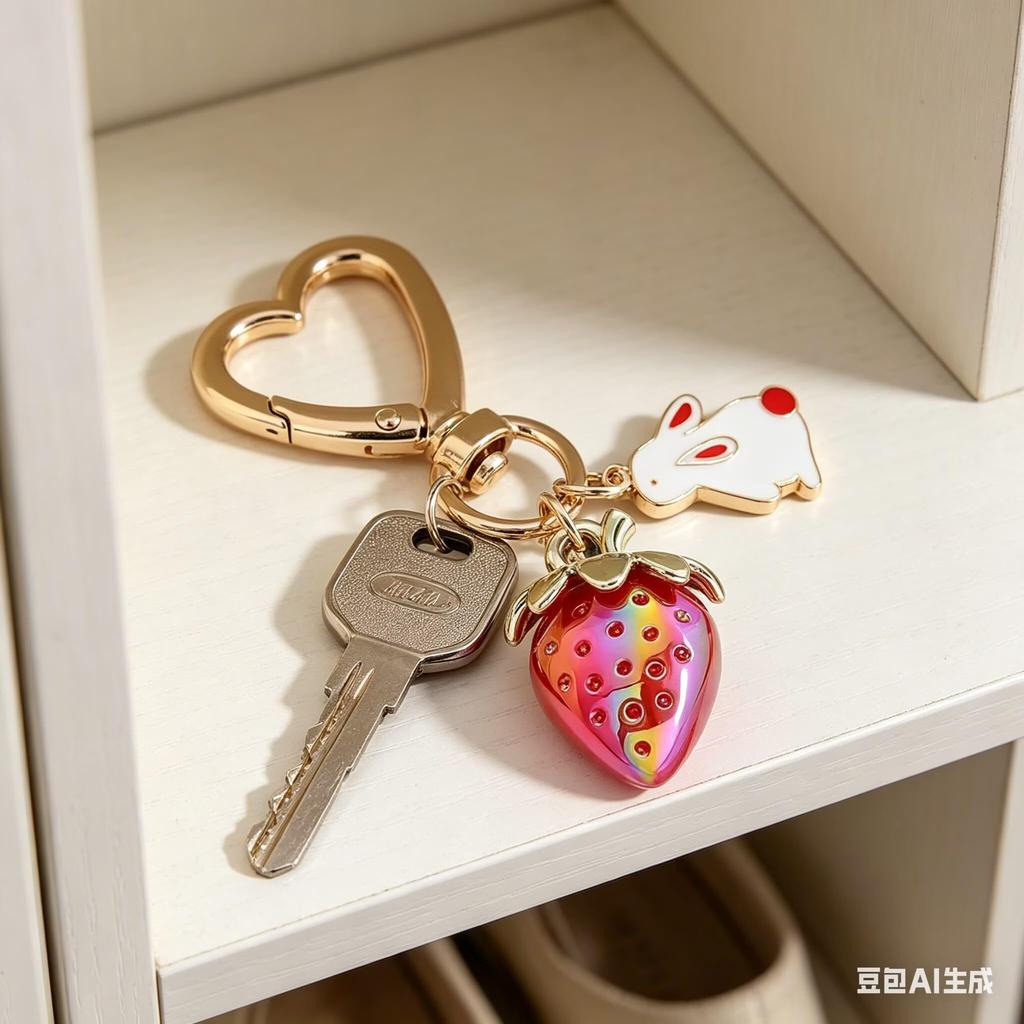 3D Strawberry Keychain AIXUANCute Heart-Shaped