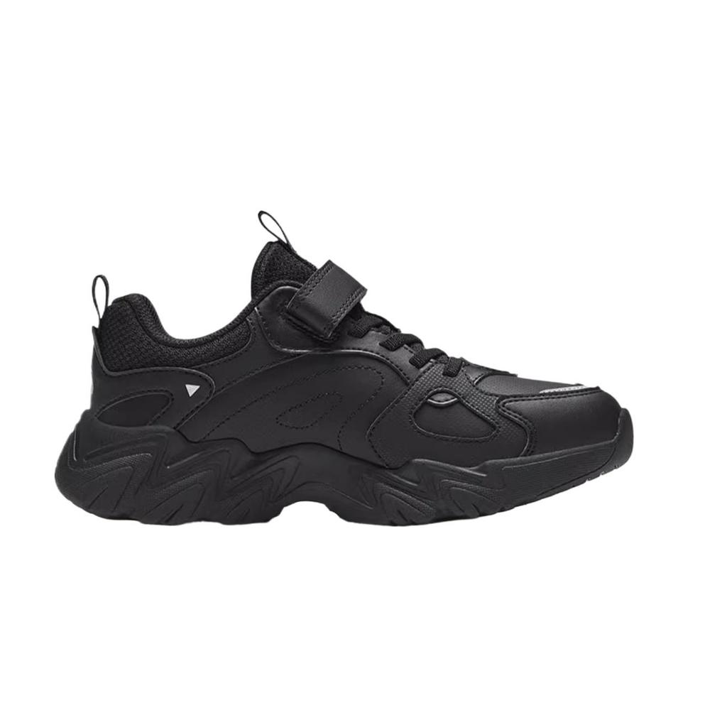 Anta Kids Synthetic Leather Comfortable Trendy Non-Slip Wear-Resistant Low-Top Casual Shoes Kids Casual Shoes Black Silver 312448816-4