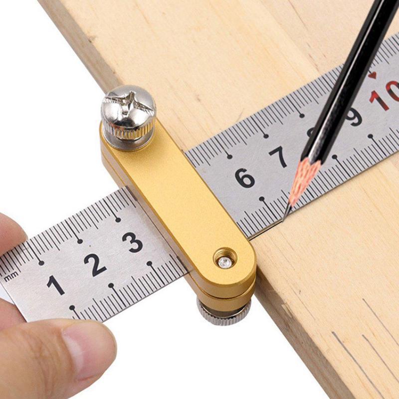 Steel Ruler Positioning Aluminum Alloy Block Woodworking Scribe Drawing Mark Line Gauge Carpenter DIY Measuring Carpenter Tools
