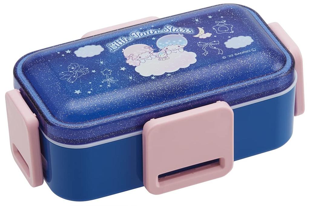 Skater Bento Box, Little Twin Stars Night Sky and Nemurin, 600ml, Softly Filled with Dome-Shaped Lid, Two Tiers, Women's, Made In Japan, PFLW4AG