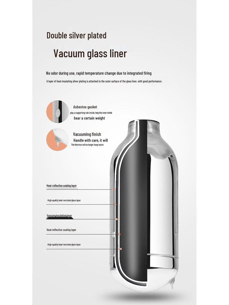 Vintage Large Capacity Thermos Flask with Stainless Steel Exterior & Glass Interior for Keeping Beverages Warm