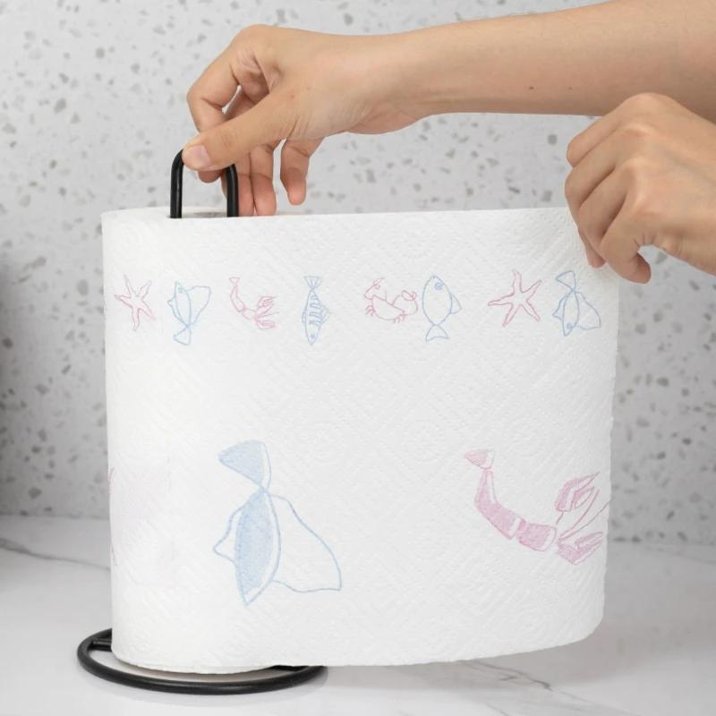 Kreativer Vertikaler Toilettenpapierhalter aus Schmiedeeisen - Mehrszenen Badezimmer Küche Esstisch Papierrollen Aufbewahrungsregal