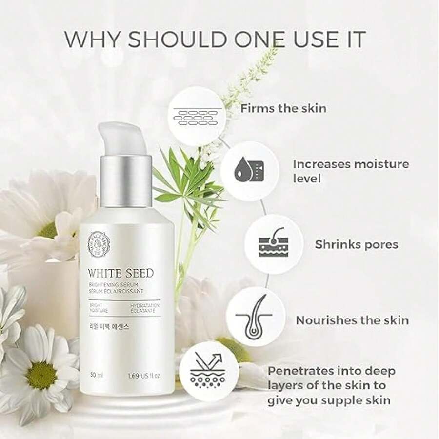 The Face Shop Sérum Éclaircissant 50ml Avec Extrait de Graines Blanches – Booster d'Éclat Profond pour Peau Terne
