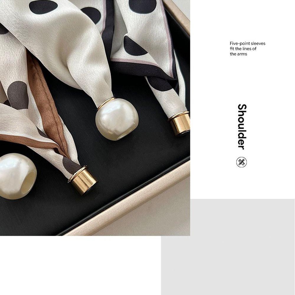 Thin Pearl Silk Scarf Soft Neck Wrap Elegant Neckerchief for Women