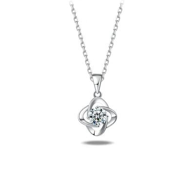 Fashion 925 Sterling Silver Excellent Cut 1CT D Color Four-leaf Clover Moissanite Pendant Necklace Women Fine Jewelry