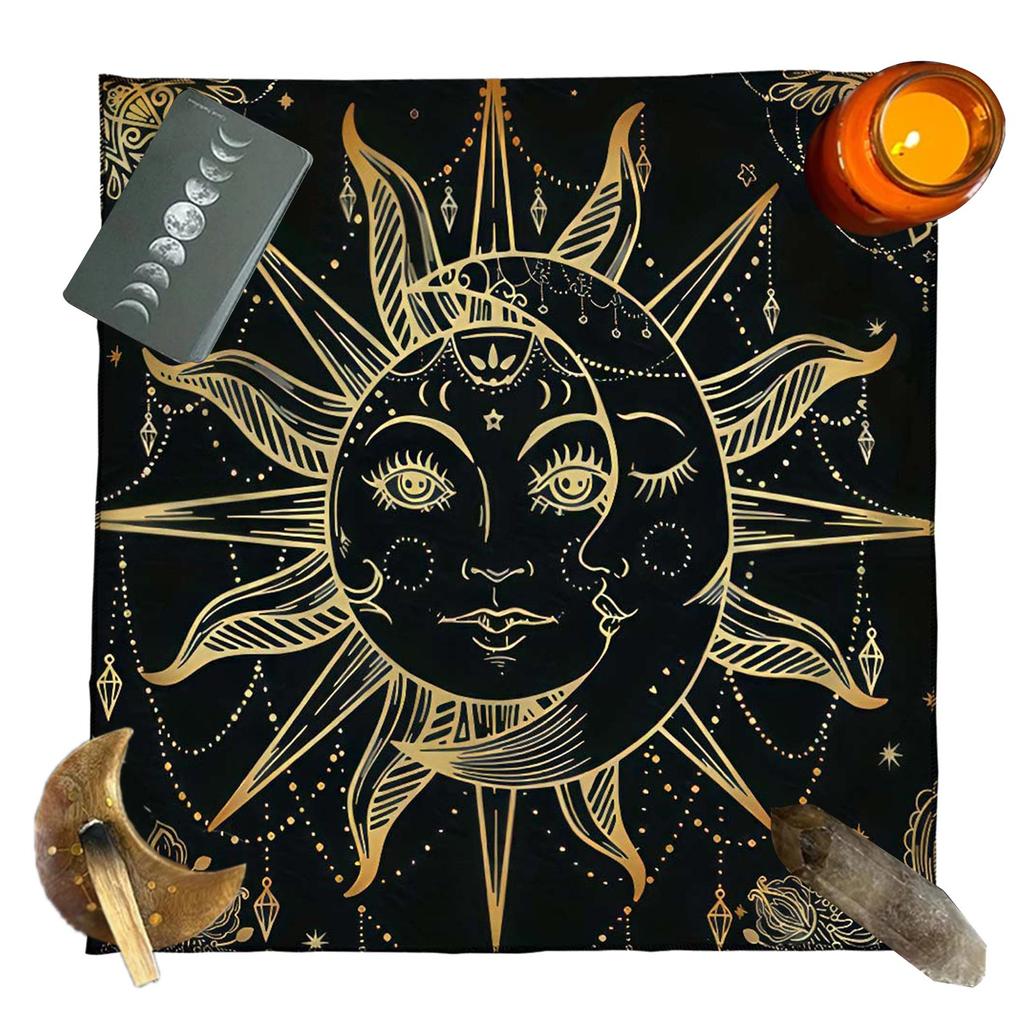 Divinations Tischdecke Monde und Sonne Astrologie Tarots Karten Tischdecke Altäre Tuch Divinations Brettspiel Zubehör