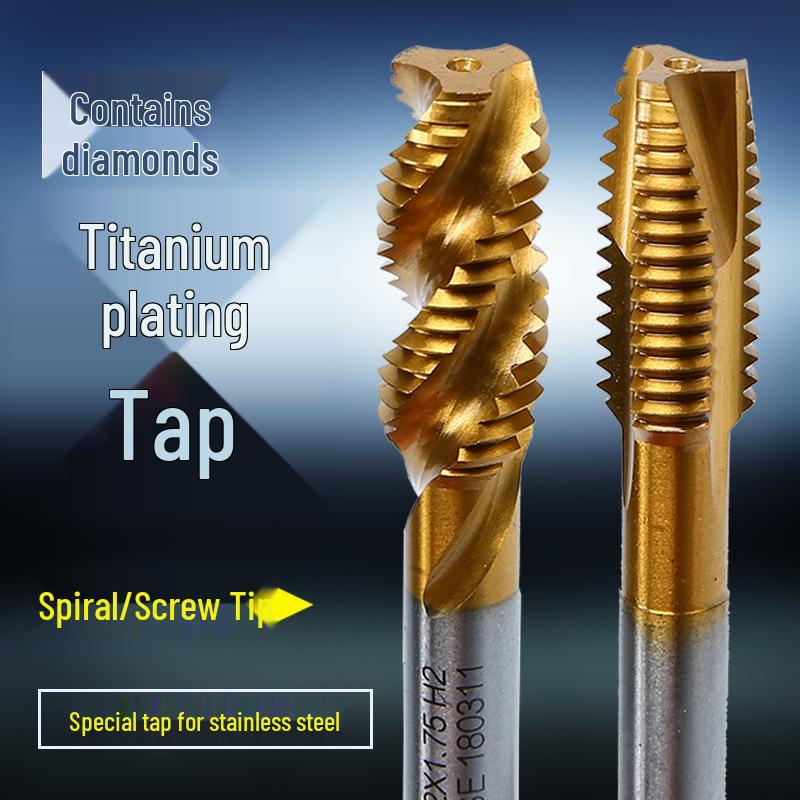 Cobalt & Titanium Coated Spiral Point Tap with Stainless Steel Screw Tip