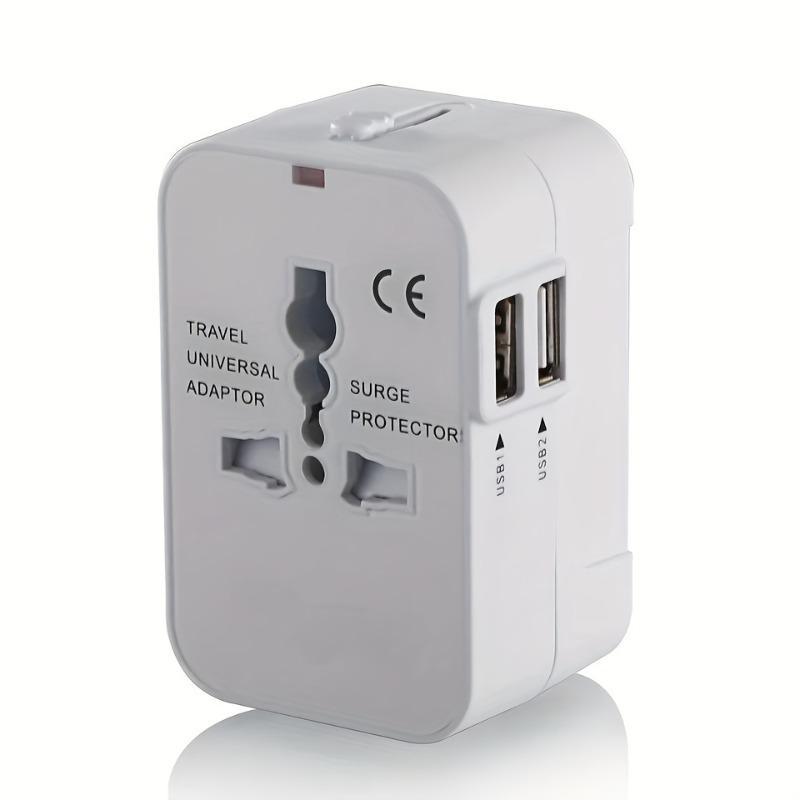 Universal Travel Adapter for US EU UK AUS Charger Adapter Outlet Converter Socket Plug Adapter with Dual USB Port Universal Plug белый