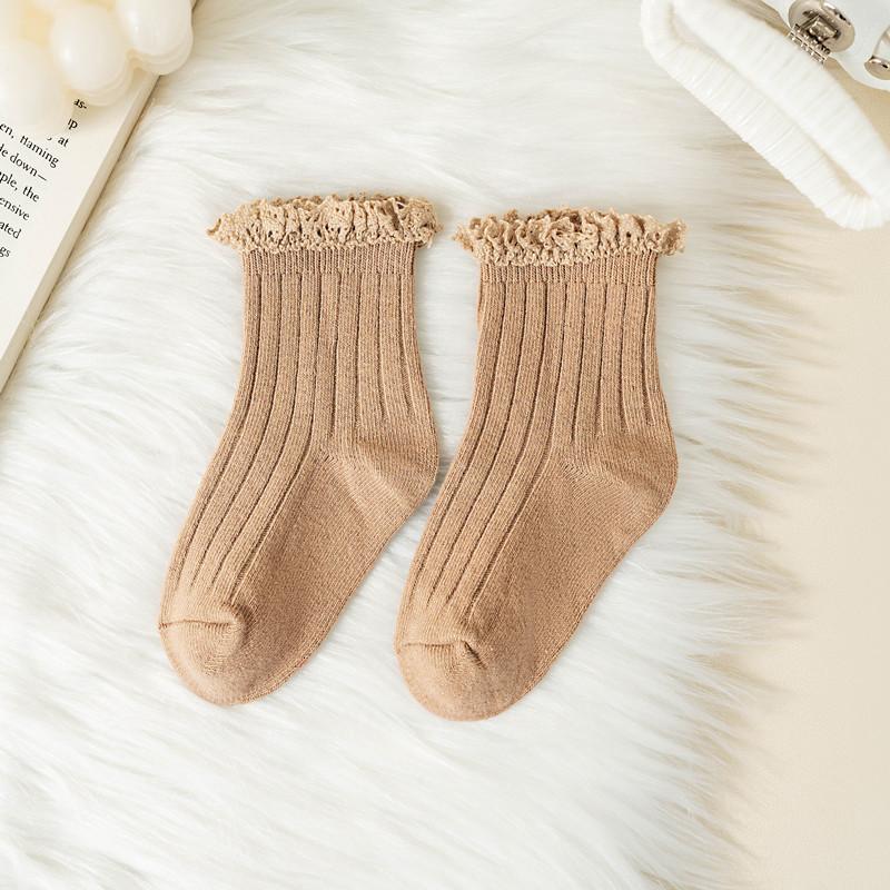 Kids Short Socks Ruffle Baby Girls Toddlers Cute Soft Cotton Sock Lace Flower Children School Uniform Socks For 0-8 Years
