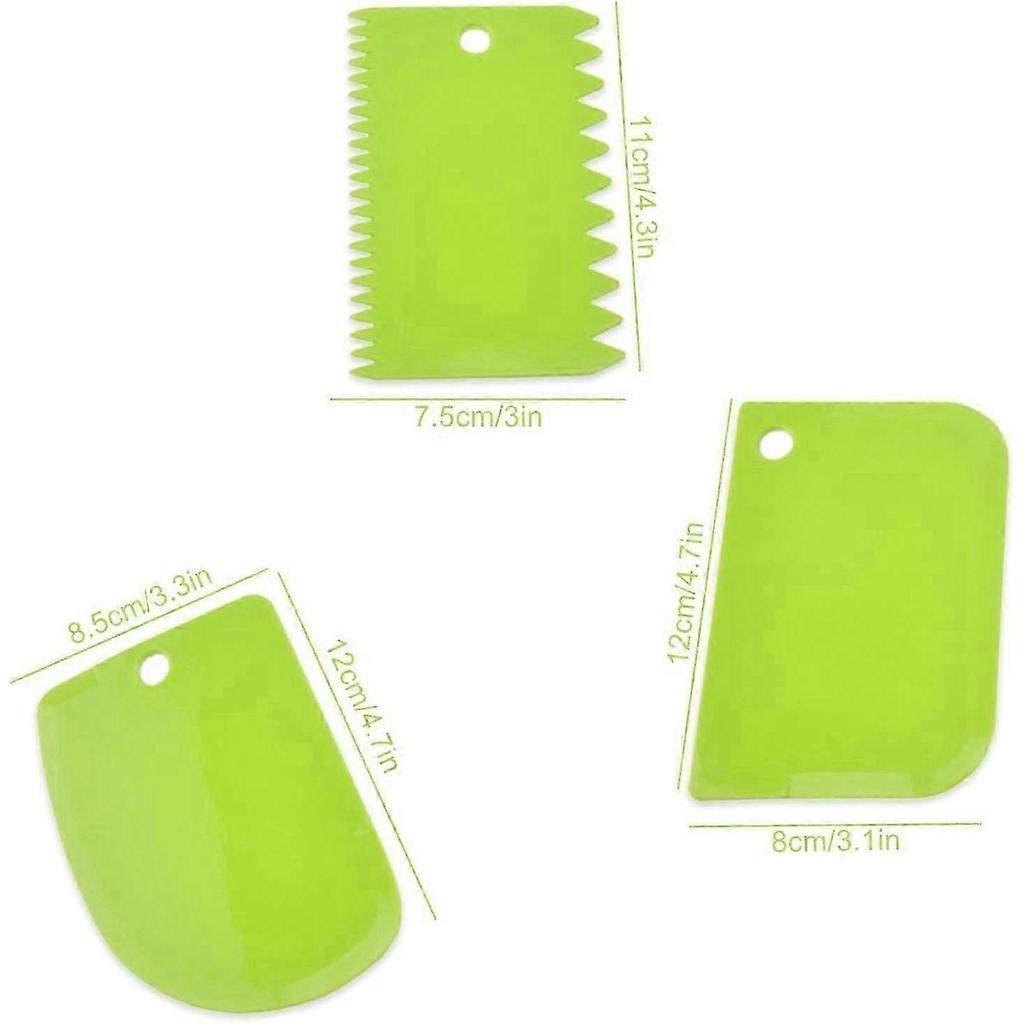 Cake Scraper 3 Pcs Plastic Dough Scrapers Bread Dough Cutter Scrapers Cake Edge Smoothing Cutter for Kitchen Pastry Cake Dough Bread Pizza Baking