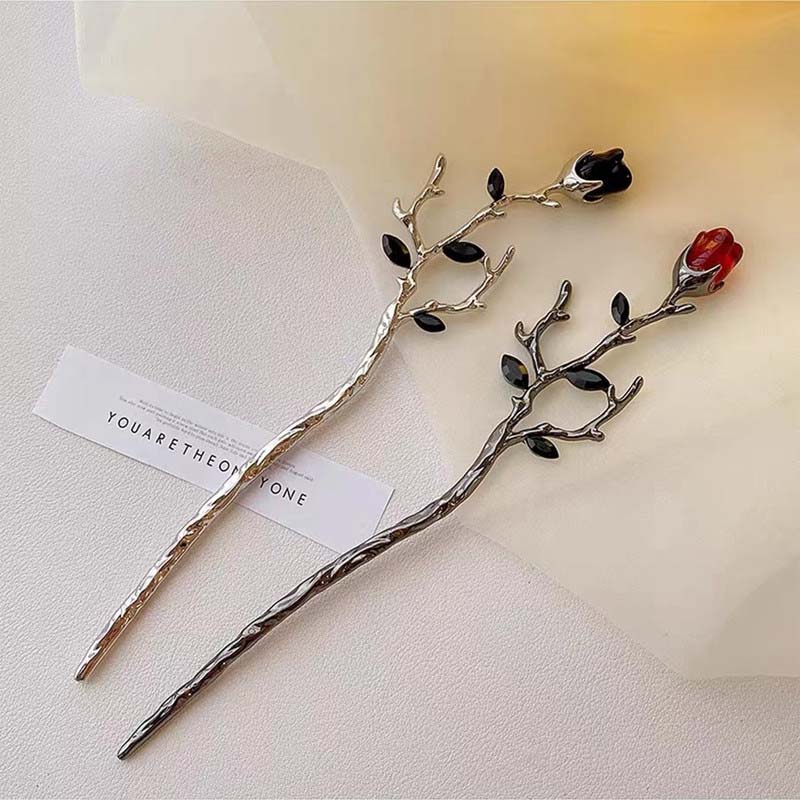 Vintage Rózsavirág Hajpálcikák Nőknek Egyszerű Fém Kard Kígyó DIY Chopstick Hajtűk Frizura Kialakító Eszközök Kiegészítők