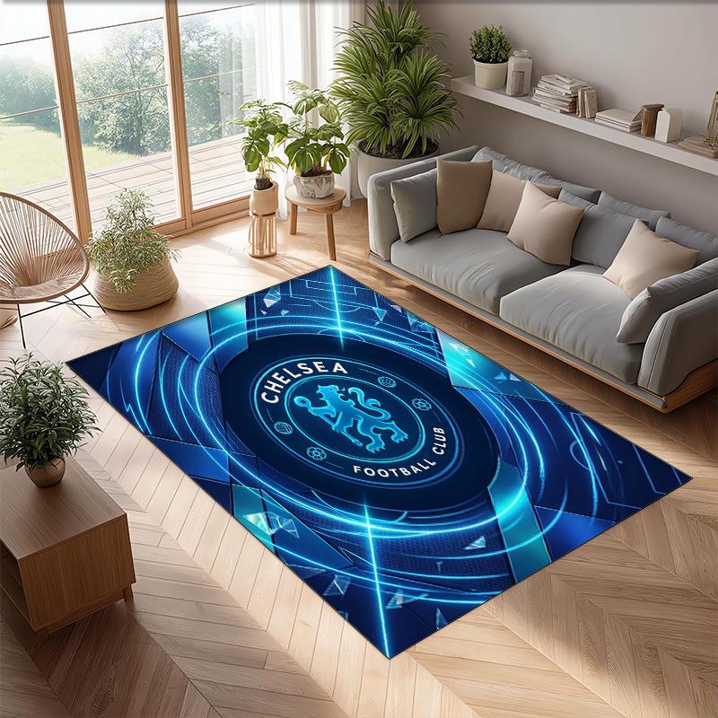 Tappeto in Flanella Stampato Chelsea FC Antiscivolo Morbido Poliestere Tappeto per Pavimento Tappetino Decorativo da Interno per Camera da Letto Soggiorno Divano Sala Giochi Decorazione Casa
