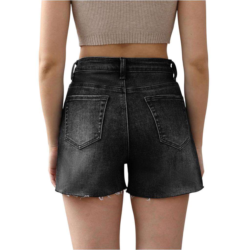 Women's Color Jeans Stretch Slim Fit Distressed Denim Shorts