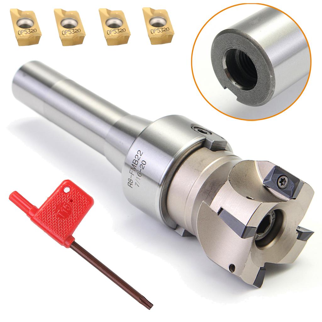 R8 Fmb22 Arbor 400R 50Mm Face End Mill Shell Cutter+4X APMT1604 Carbide Inserts
