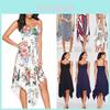 Fashion Summer Womens Sleeveless Vneck Dress With Irregular Printing And Strap Details