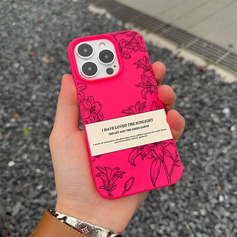 Skizze Blume Weiche Hülle für iPhone 16 15 14 13 12 11 Pro Max 14 15 16 Plus Neue Halbe Hülle Sturzfest und Stoßfest Handyhülle