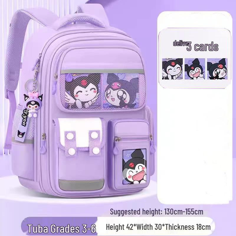 Kuromi Spine-Protecting Schoolbag: Lightweight, Large Capacity for Sixth Grade Girls