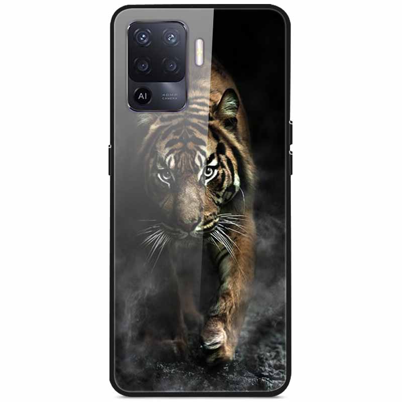 Tempered Glass Case For Oppo Reno5 Lite Hard Back Cover for Oppo Reno 5 Lite Luxury Painted Reno5Lite Funda 6.43'' Shockproof