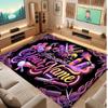 Barber Salon Theme Soft Crystal Velvet Rug Custom Name & Text Print Non Slip Floor Rug for Bedroom Living Room