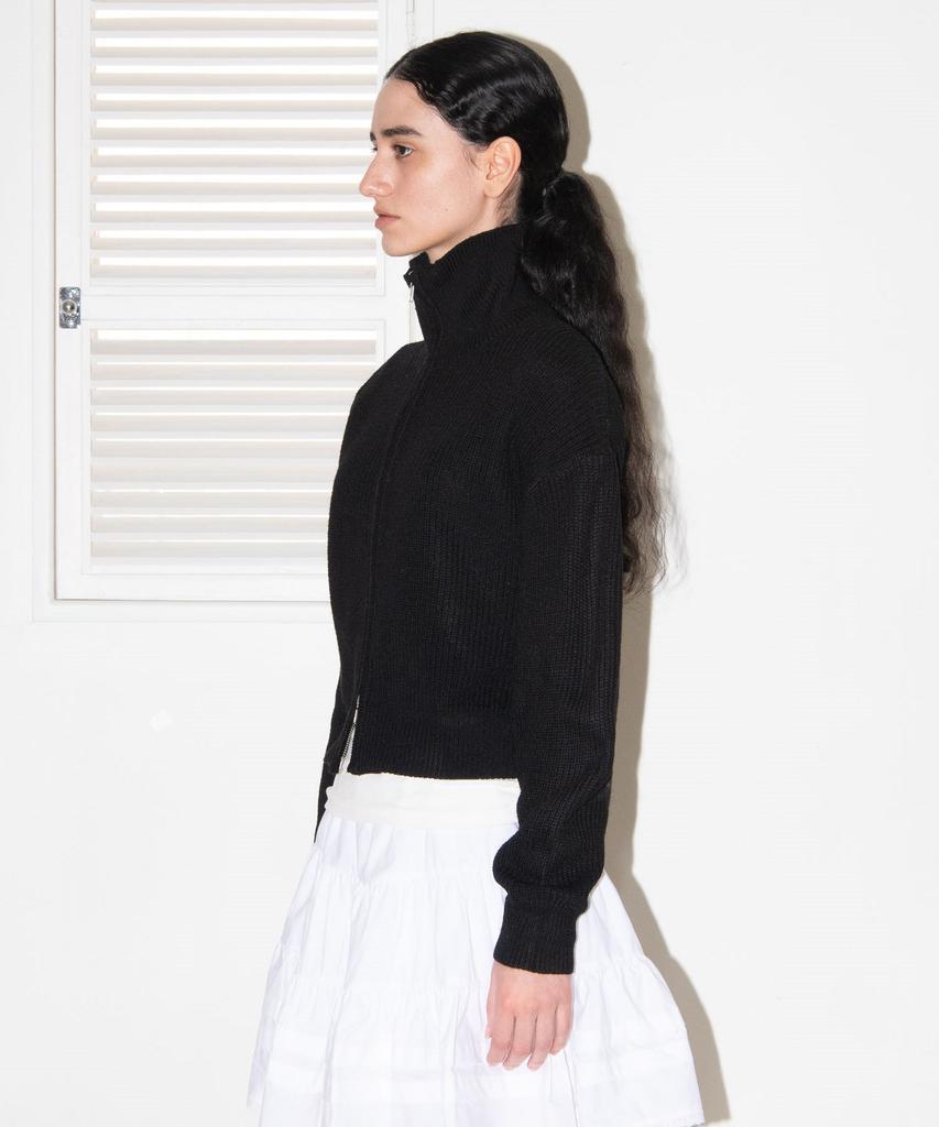 Mais Two Way Knit Zip-Up Cardigan / Black