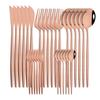 6Set/30Pcs Pink Silver Dinnerware Set Stainless Steel Knife Ckae Fork Spoon Cutlery Set Tableware Silverware Set Dropshipping