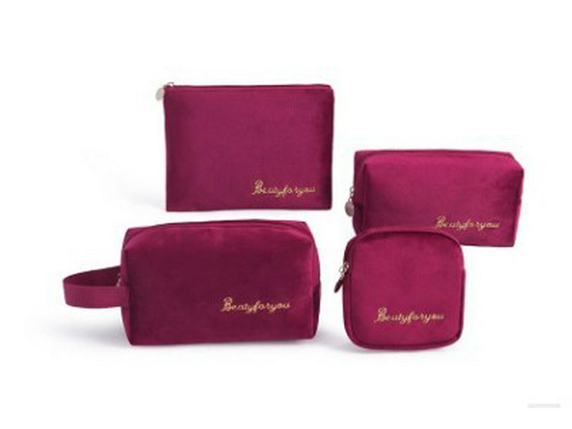 Kosmetik-Flanellbeutel-Set aus Samt: Handliche Aufbewahrung für Make-up, Lippenstift und Reise-Toilettenartikel