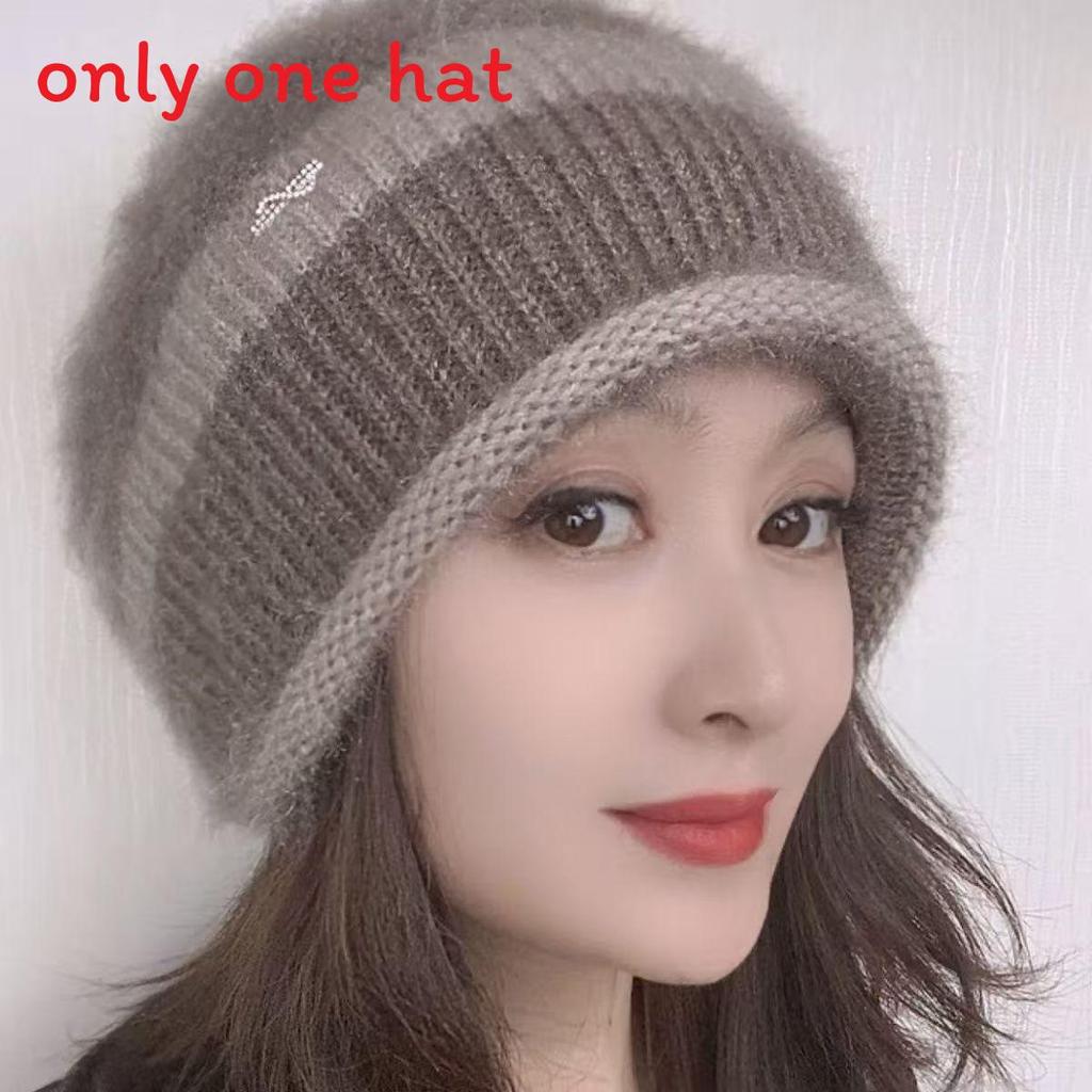 Womens Fashionable Double Pile Knitted Hat With No Brim Warm Headwear For Cold Seasons