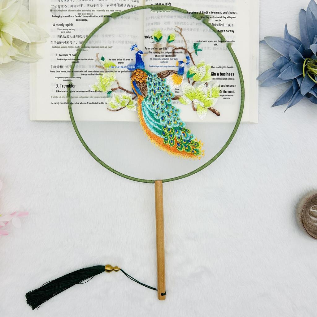 Ancient Style Single-Sided Suzhou Embroidery Dance Fan