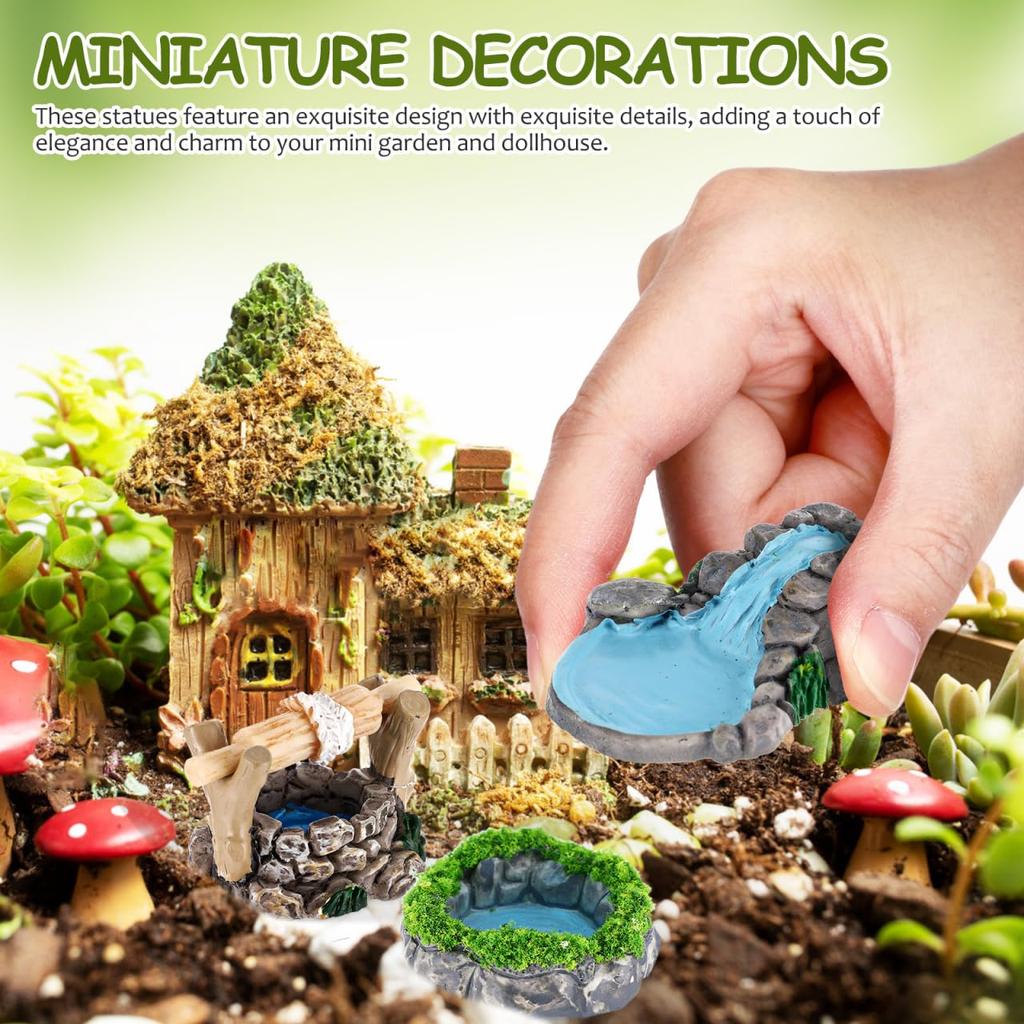DEARMAMY Miniature Garden Decorations, Set of 15, Resin, Handmade Terrarium Ornaments, 1.93 x 0.87 x 0.87 inches, Micro Landscape, Dollhouse, Bonsai,