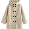 INMAN Women's Alpaca Silk Blend Hooded Double-Faced Wool Coat