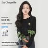 La Chapelle Women's Loose Long Sleeve Cotton T-Shirt with Floral Print