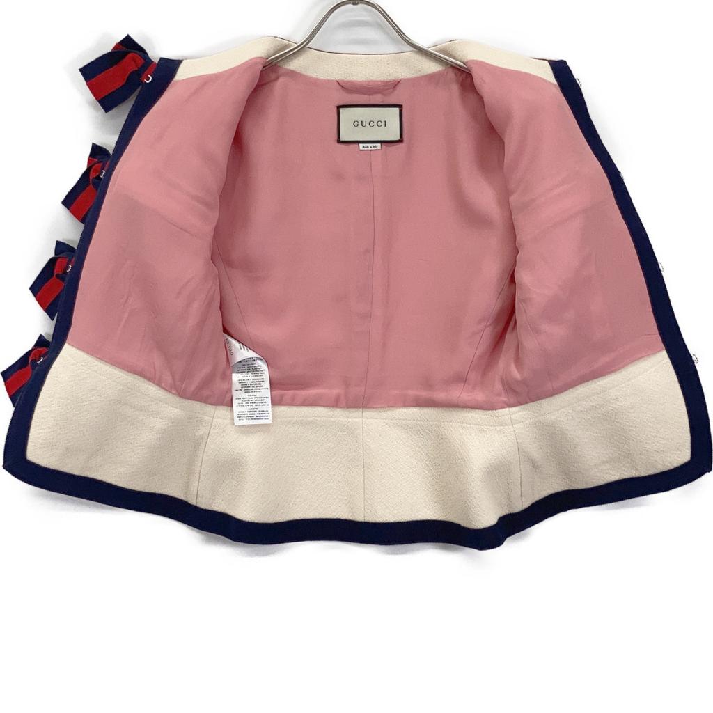 Gucci 488791 17 Year Ivory Short Sleeve Ribbon Jacket Jacket 38 IvoryUsed