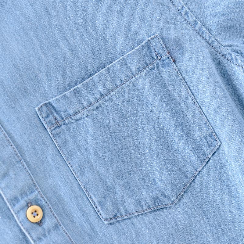 Men Denim Shirt Thin Summer Half Sleeve Casual Top, Loose Trendy Handsome Short Sleeve Camping Denim Short Sleeve Jacket