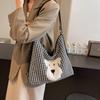 Large-capacity commuter bag women's 2025 new cute cartoon multi-functional backpack plaid shoulder tote women's bag