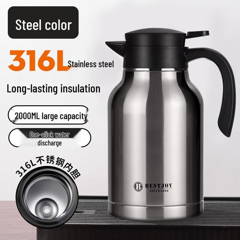 Fuguang Shixi 316L Stainless Steel Press-Type Hot Water Thermos 2000ml