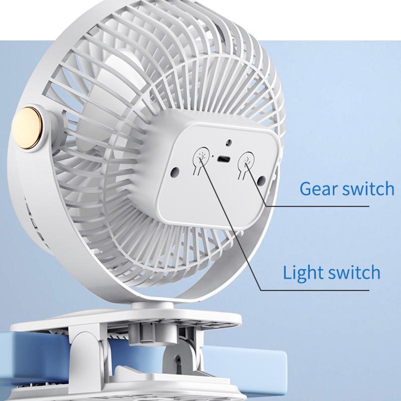 Clip-on Camping Fan 3 Speed Rechargeable Battery Operated Air Circulator Desktop Portable for Tent Office Dorm and Home