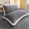 Velvet Pillowcase Autumn Winter Pillow Cover with Pleated Edge Skin-friendly Pillow