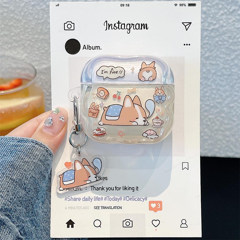 Cute Corgi Dog IMD Earphone Cover for Apple AirPods 1 /1 Generation Cartoon Pendant Case PRO1/PRO1