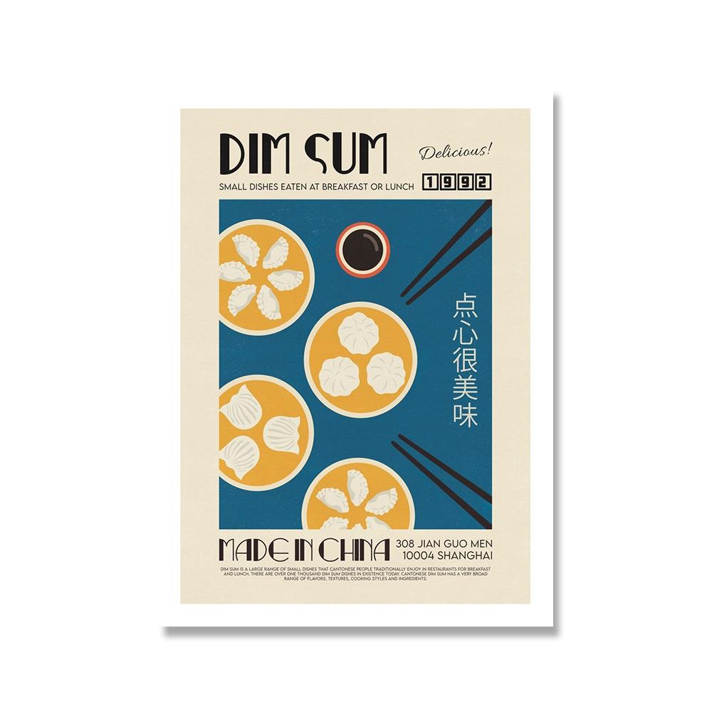 Japanese Korean Foods Wall Art Print Picture Cartoon Cooking Noodle Breakfast Kimchi Sushi Poster Canvas Painting Kitchen Decor