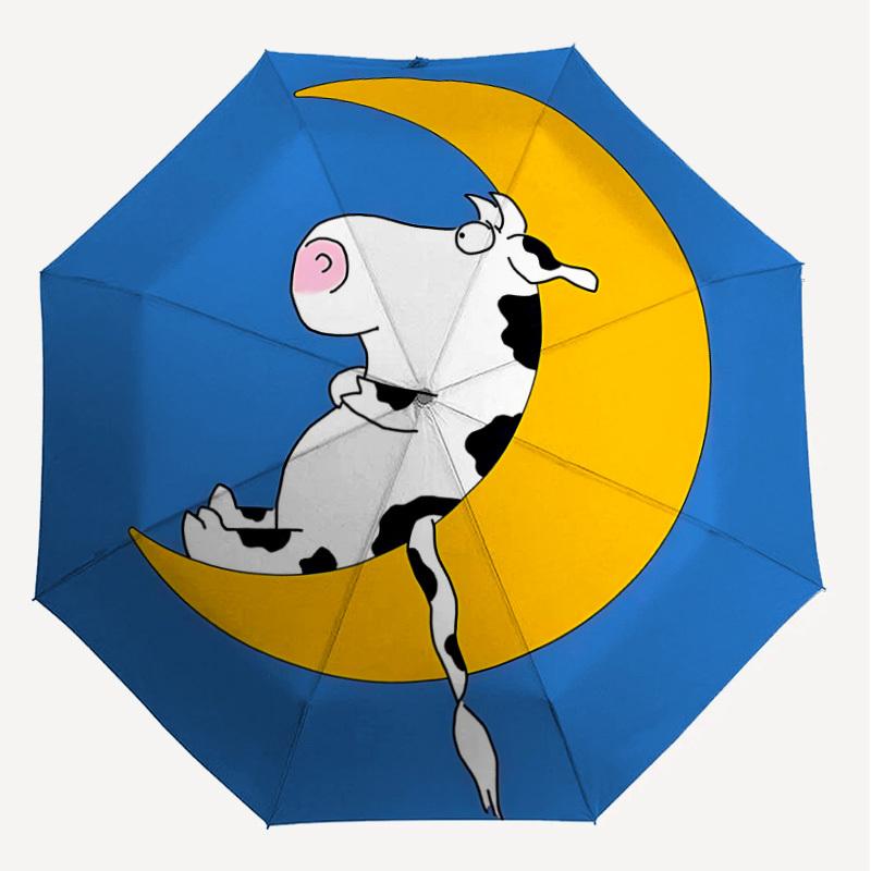 1PC cow moon Umbrella-8-Rib Reinforced, Automatic Open, Lightweight & Durable, Cute Fashion Accessory for Outdoor-P61